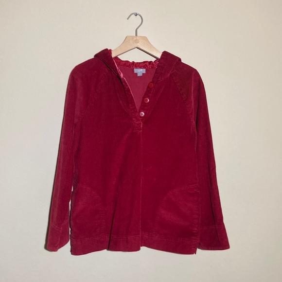 J Jill Hooded Corduroy Tunic Crushed Velvet Hoodie Pockets Holiday Woodland - Picture 5 of 13